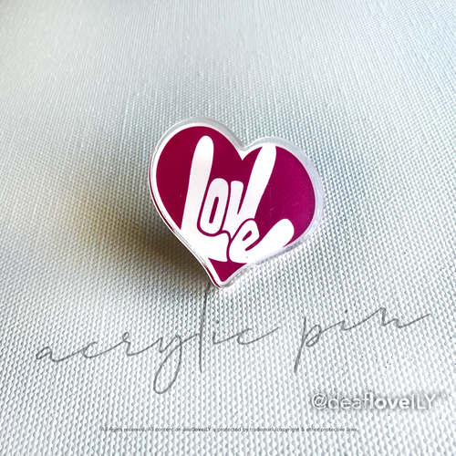 Fill Up Heart LOVE Acrylic Pin Button (1.25